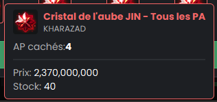 Cristaux de JIN équipés